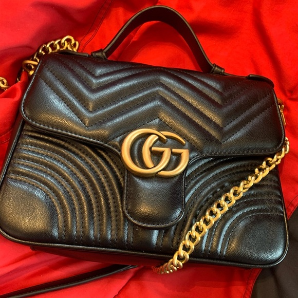 GUCCI Black GG Marmont Small Top Handle Bag - Picture 8 of 8